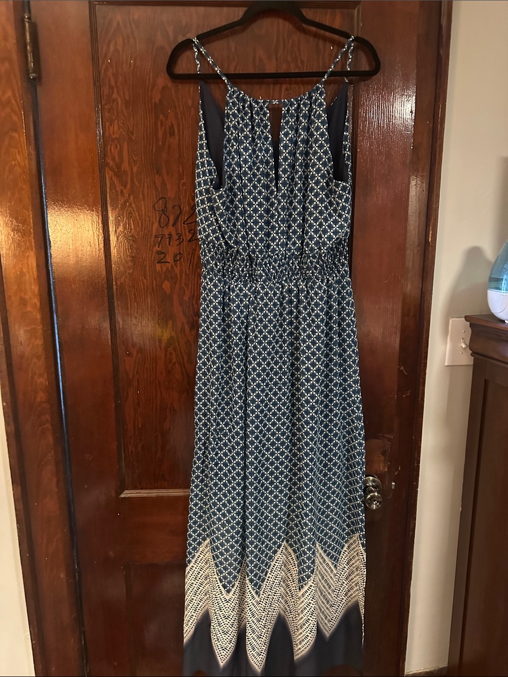 Maurices Navy Maxi Dress with Cream Contrast Hem - Picture 3 of 3